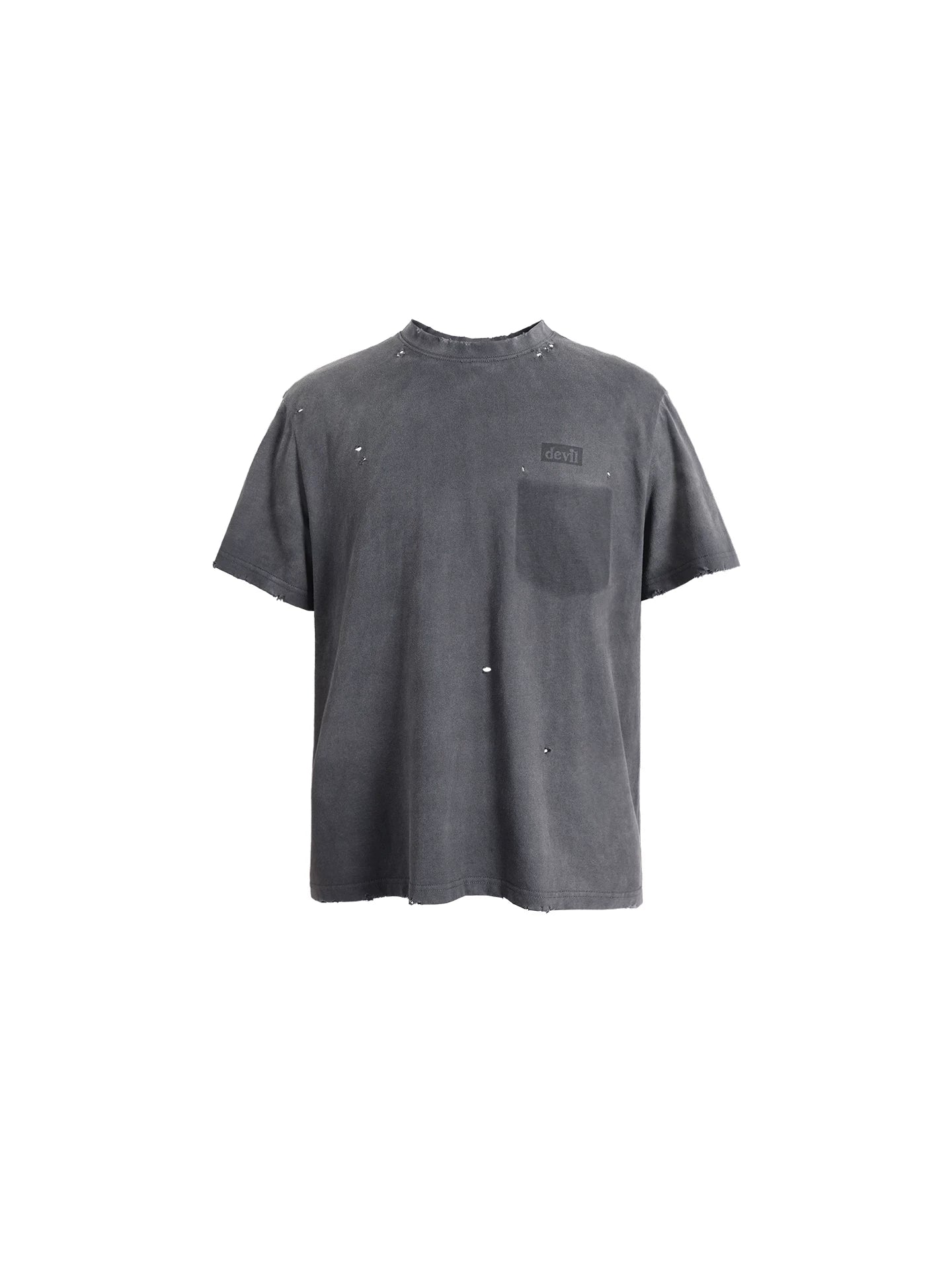 Hand Cut Distressed Pocket Print Tee