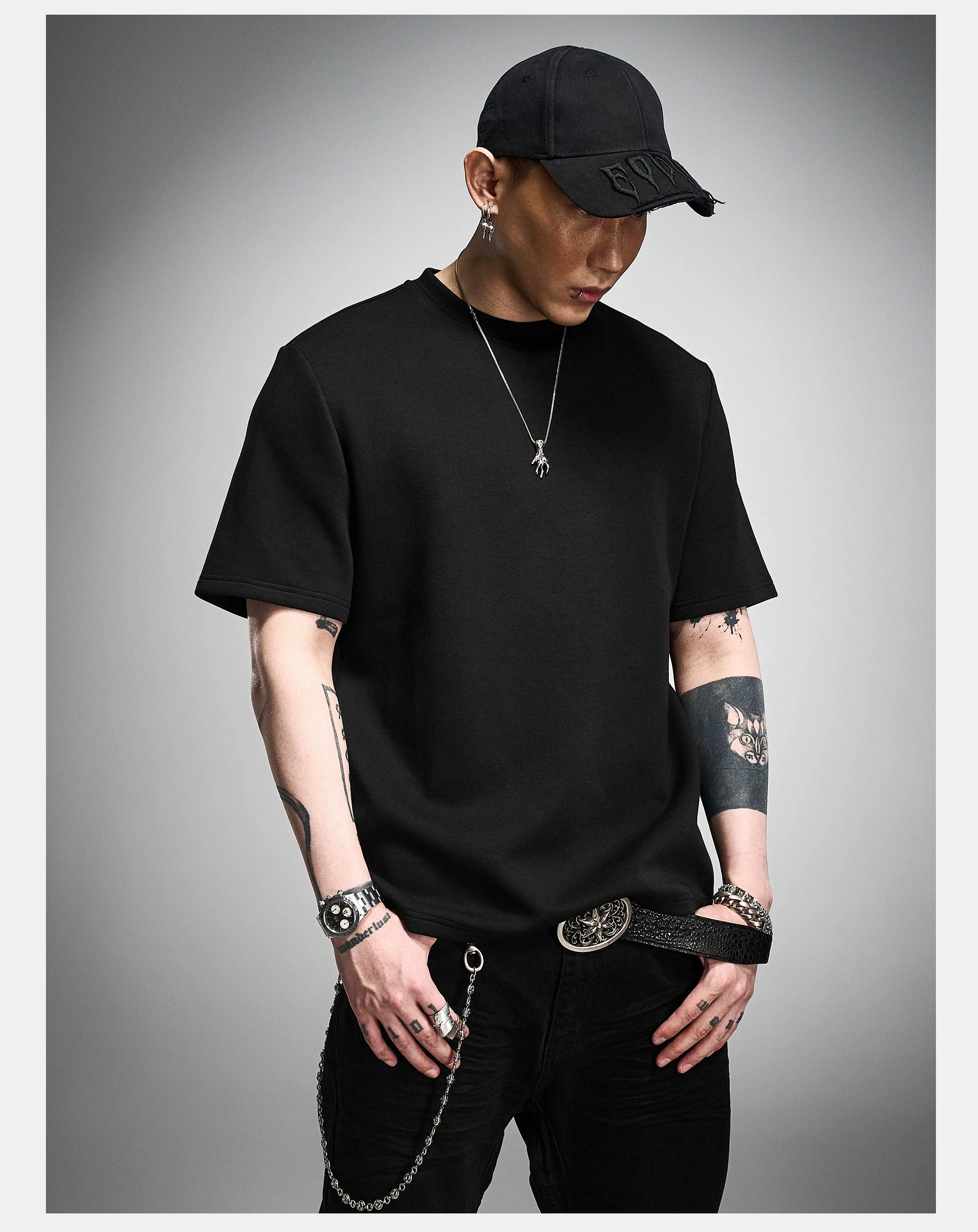 Black Boxy Short Sleeve Modal Tee