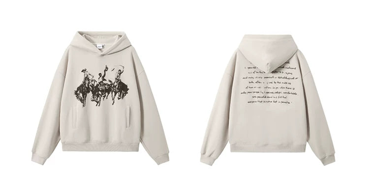 Vintage Print Men's Thick Hoodies