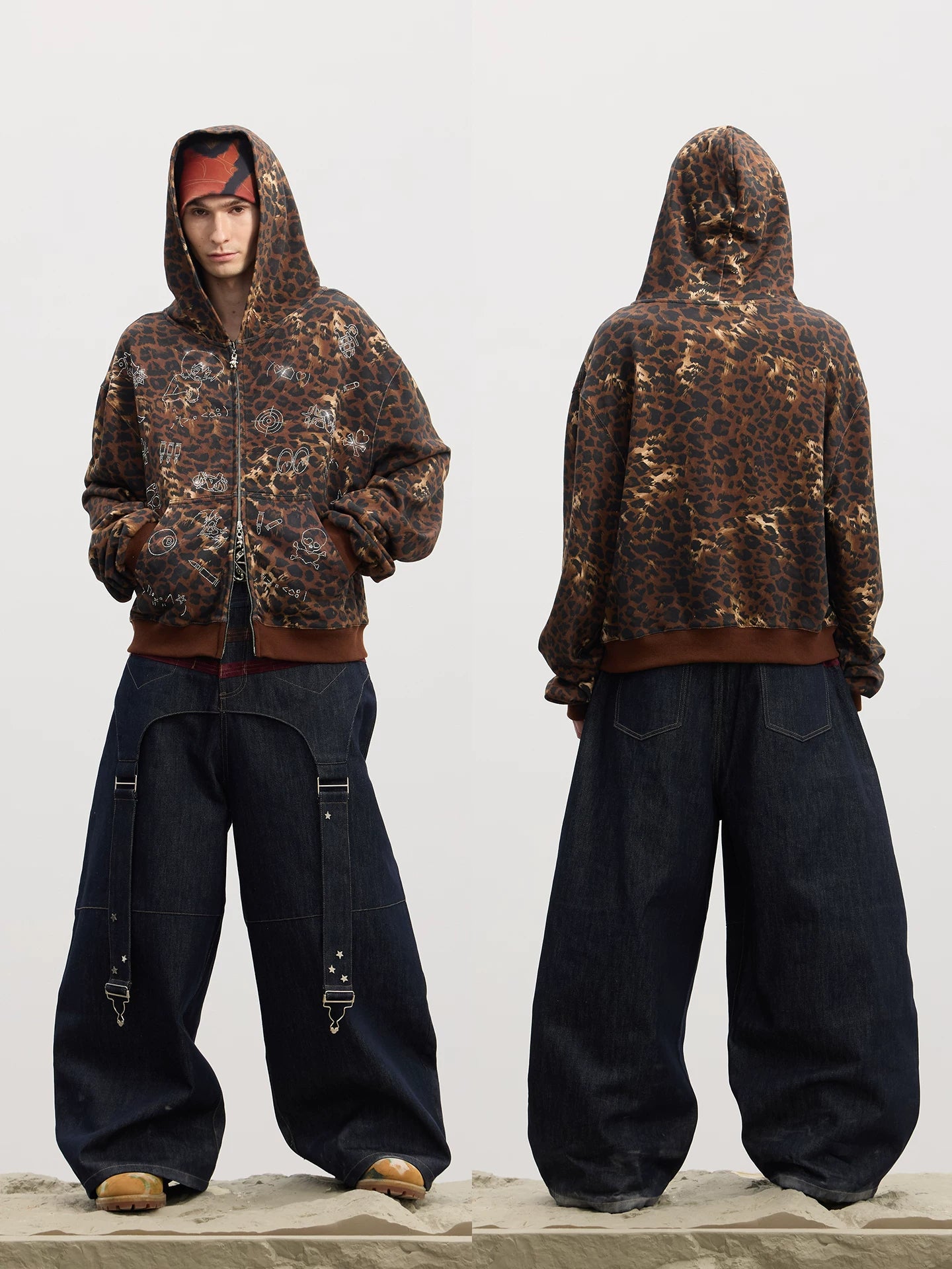 American Raw Suede Paneled Curved Jeans