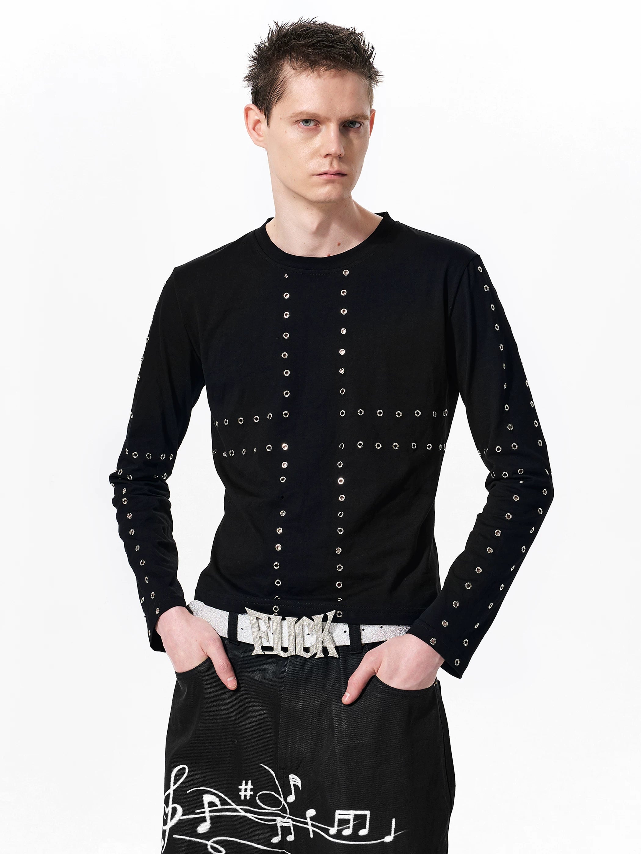 Men's Cross Eyelet Long Sleeve Tee