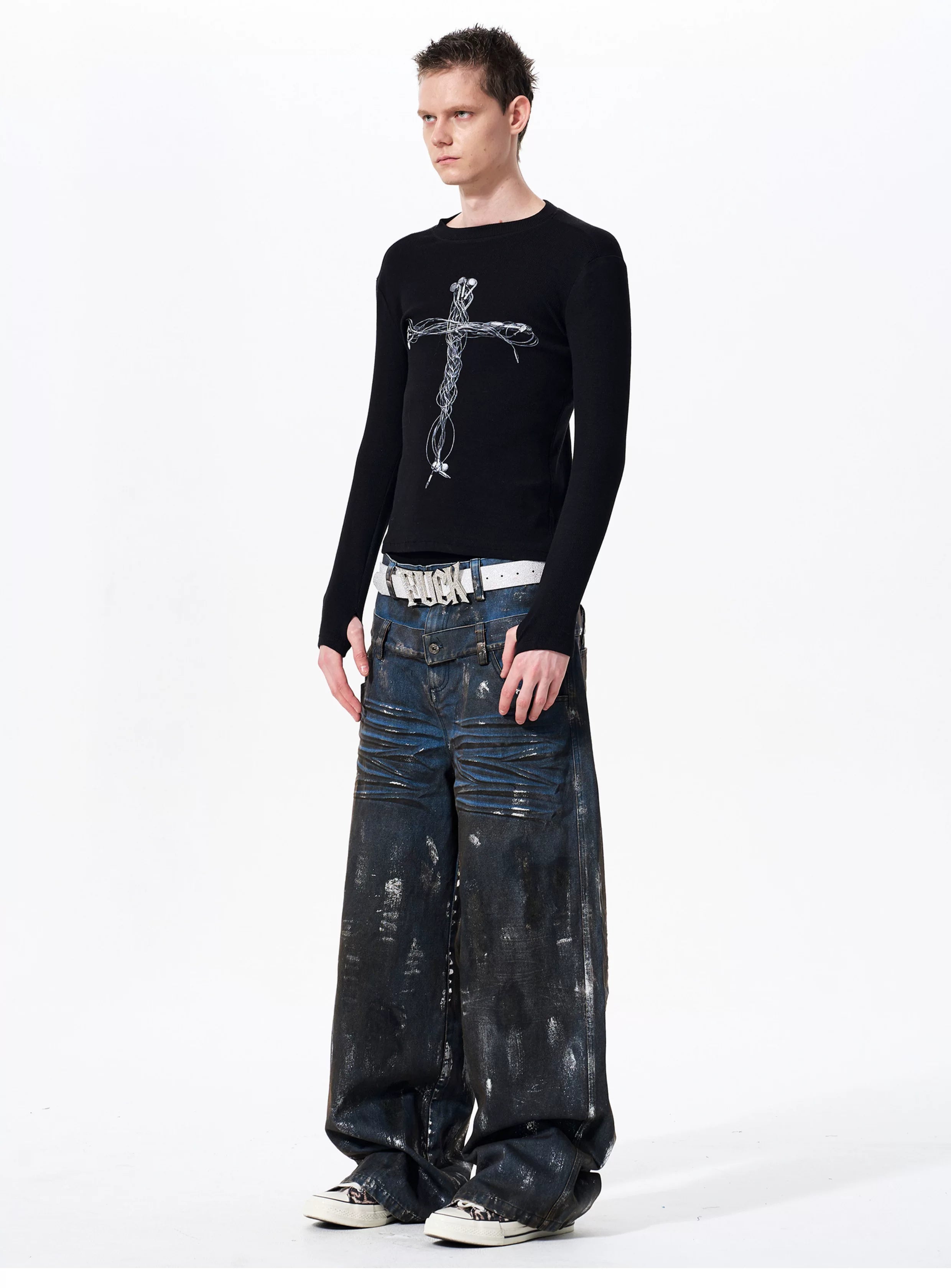 Men's Cross Print Long Sleeve T-Shirt