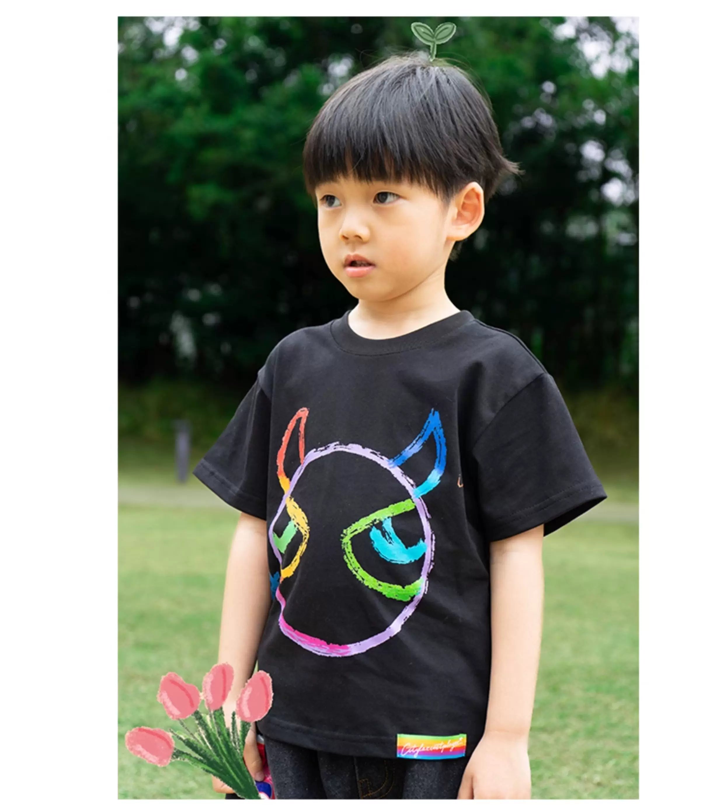 Black Graffiti Devil Wings Cotton Tees