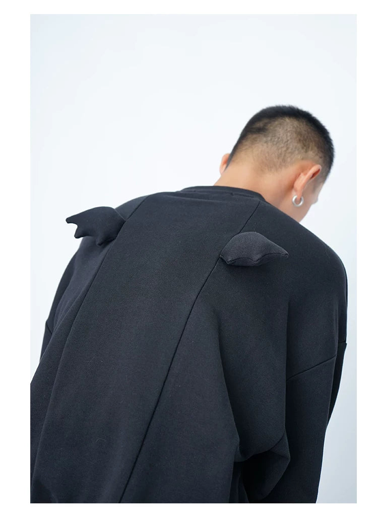 Men's Black Rhinestone Devil Wing Sweatshirt