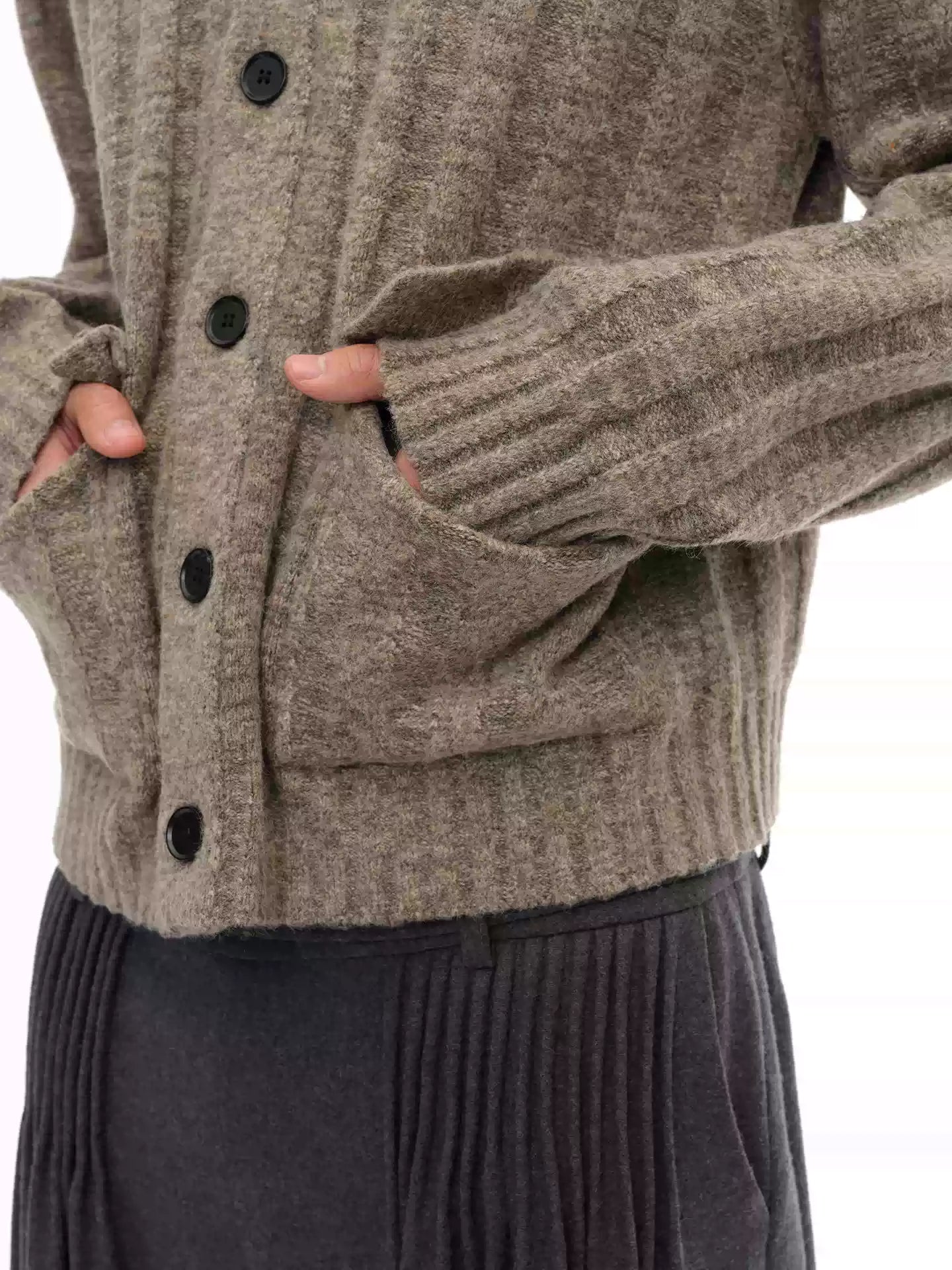 Shawl Collar Ribbed Cardigan