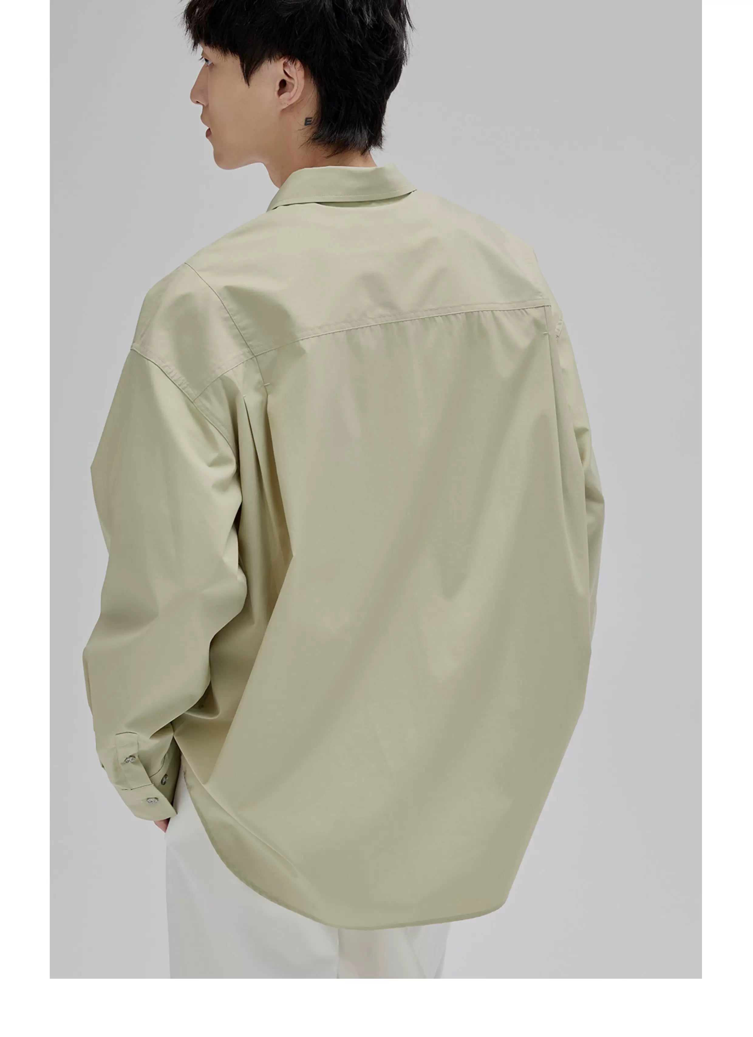 Basic Long Sleeve Cotton Blend Shirt