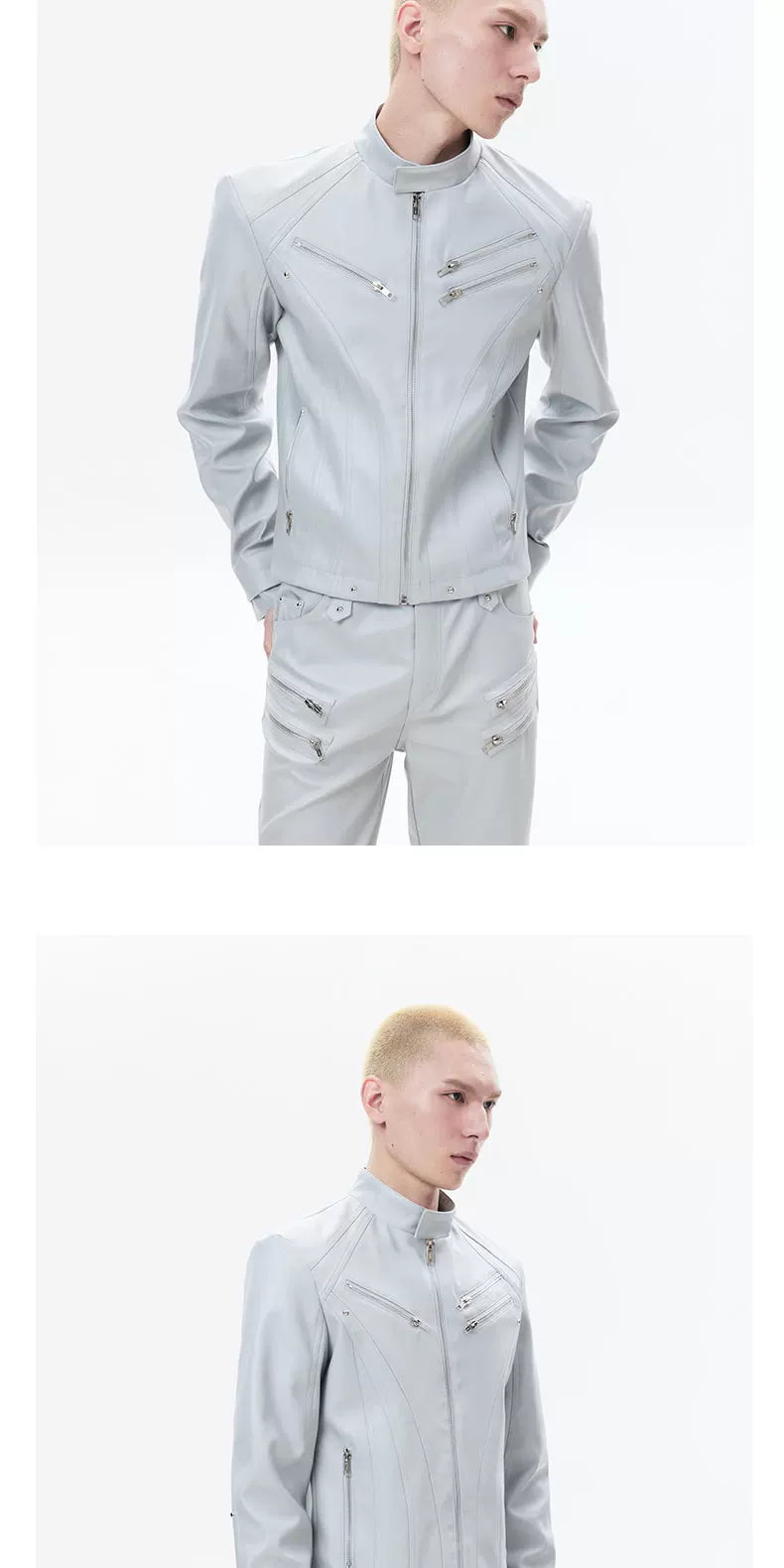 Zipped Fitted Short Biker Jacket