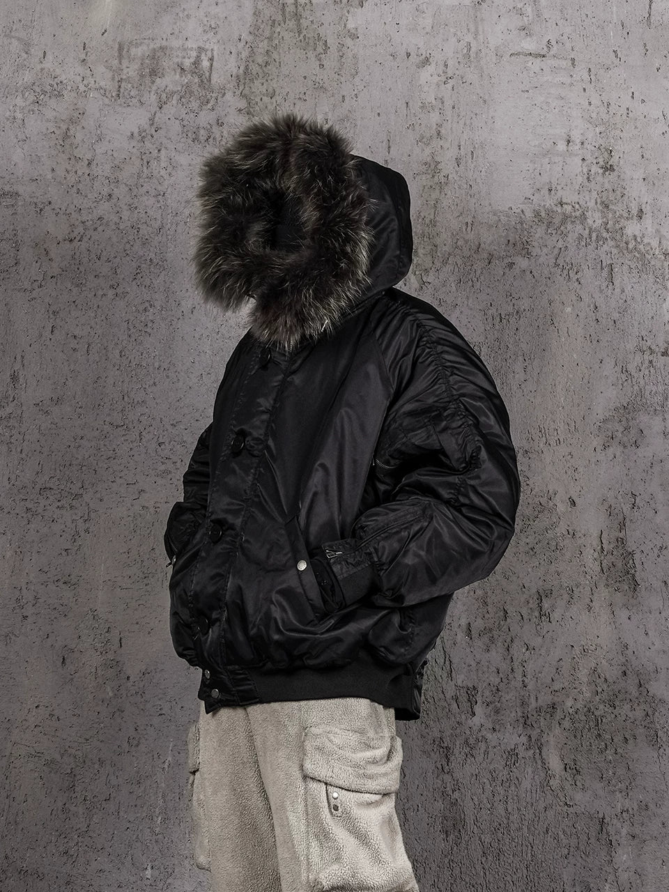 N-2B Nylon Raccoon Fur Flight Jacket