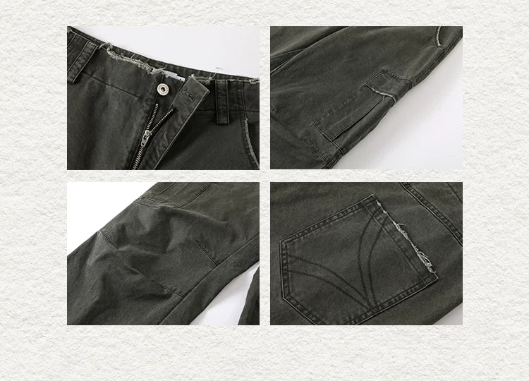Men's Distressed Frayed Cargo Pants