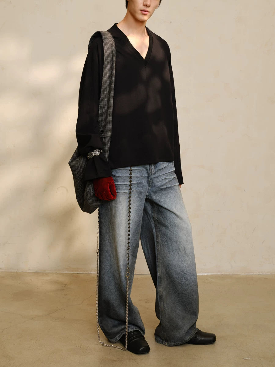 V-Neck Long Sleeve Merino Tencel Sweater