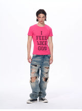Men's Rhinestone Letter Crew Neck Tees