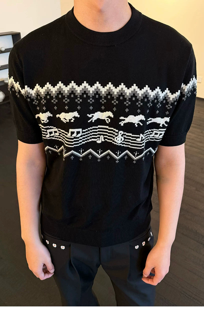 Antibacterial Lyocell Fair Isle Note Tee