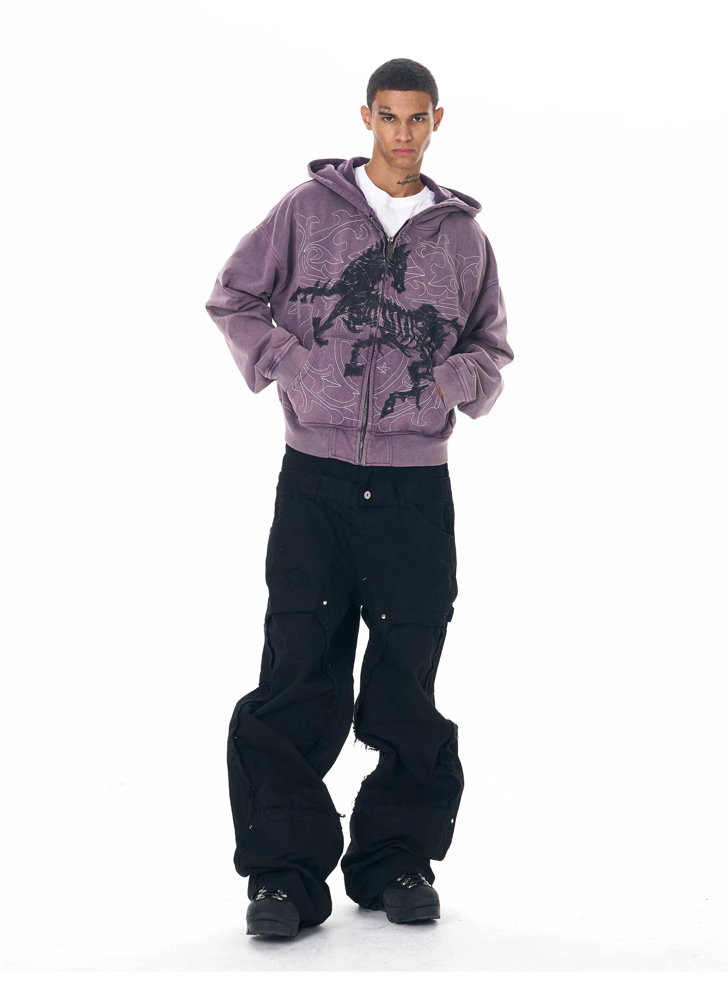 Men's Embroidered Horse Washed Hoodie