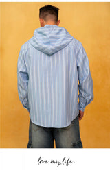 Men's Loose Striped Tie Print Hoodie