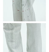 White Double Waistband Studded Straight Jeans