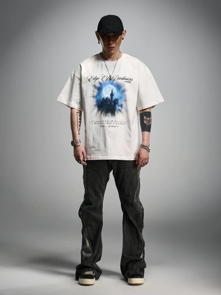 Loose Ivory Printed Short Sleeve Tee