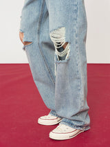 Men's Distressed Baggy Straight Jeans