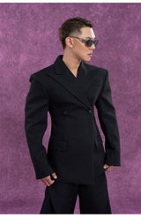 Vintage Casual Dark Grey Structured Blazer