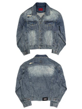 Loose Vintage Blue Distressed Denim Jacket