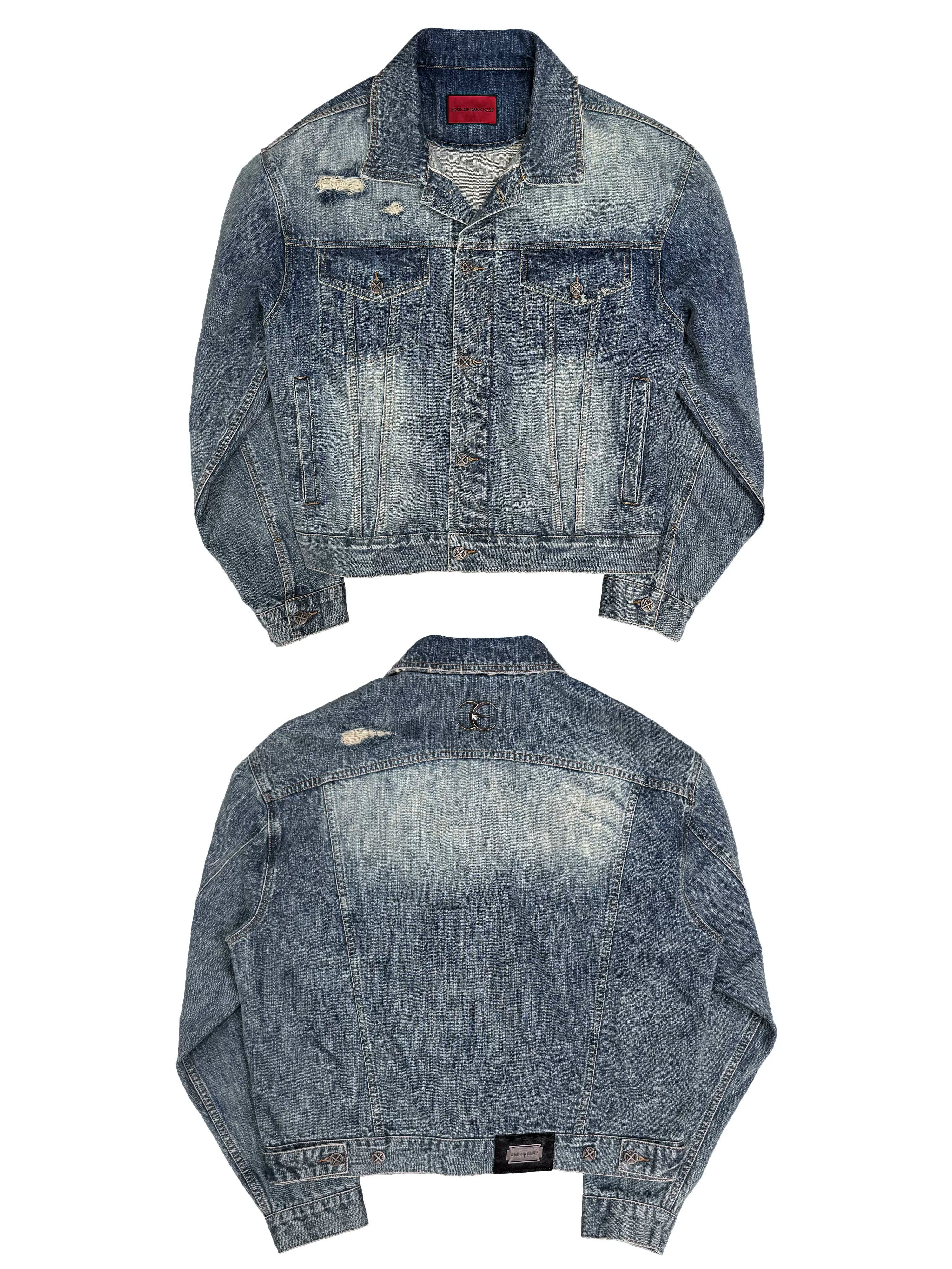 Loose Vintage Blue Distressed Denim Jacket