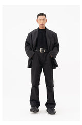 Men's Double Buckle Pleated Casual Pants