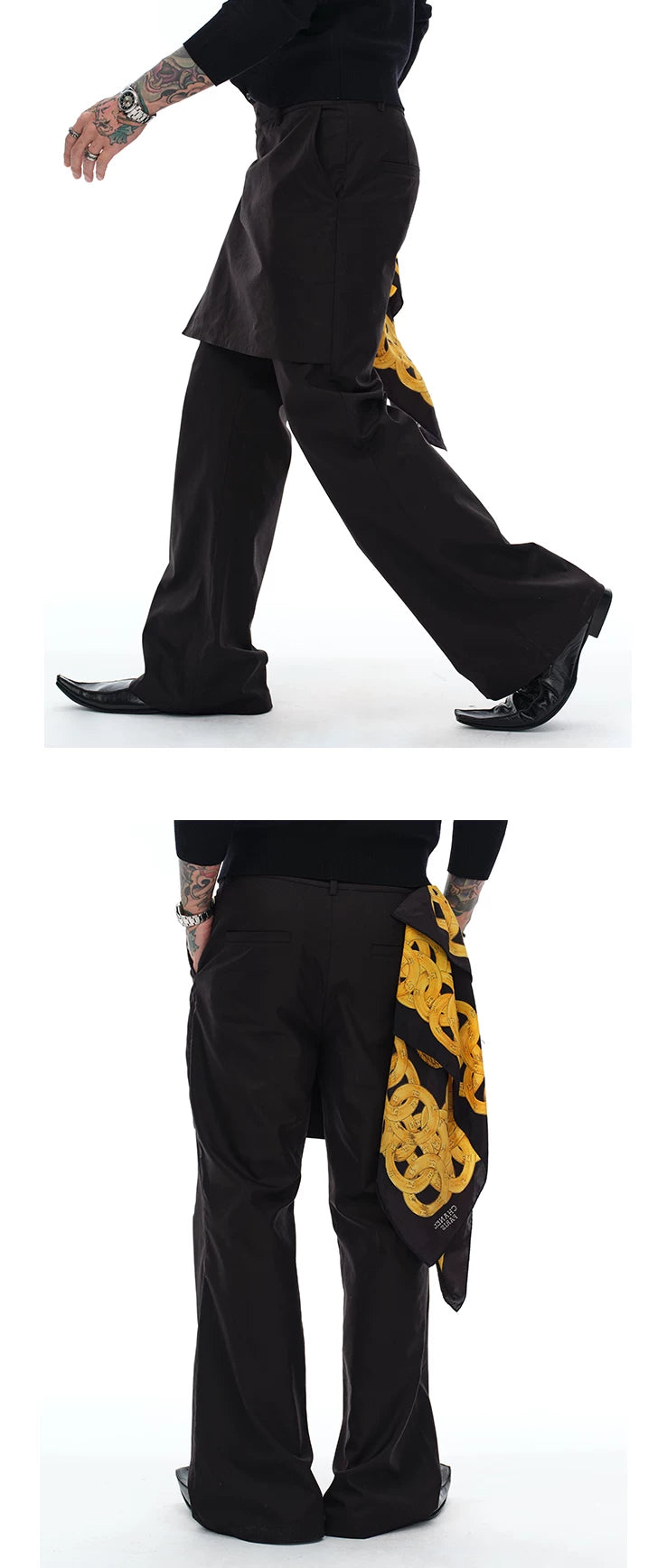 Men's Fake Two-Piece Wool Flare Pants
