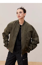 Men's Deconstructed Pleated MA1 Bomber Jacket