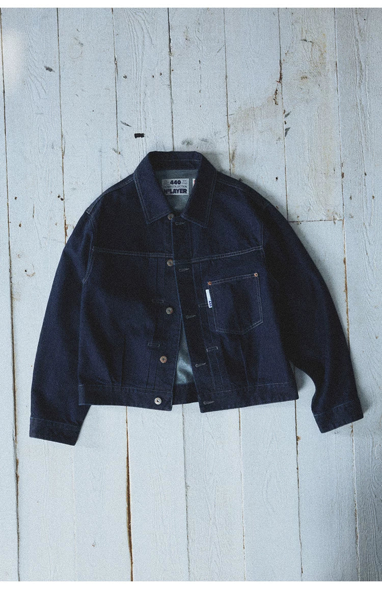 Okayama Classic Pleated Cropped Denim Jacket