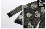 Black White Heart Smile Openwork Hoodie