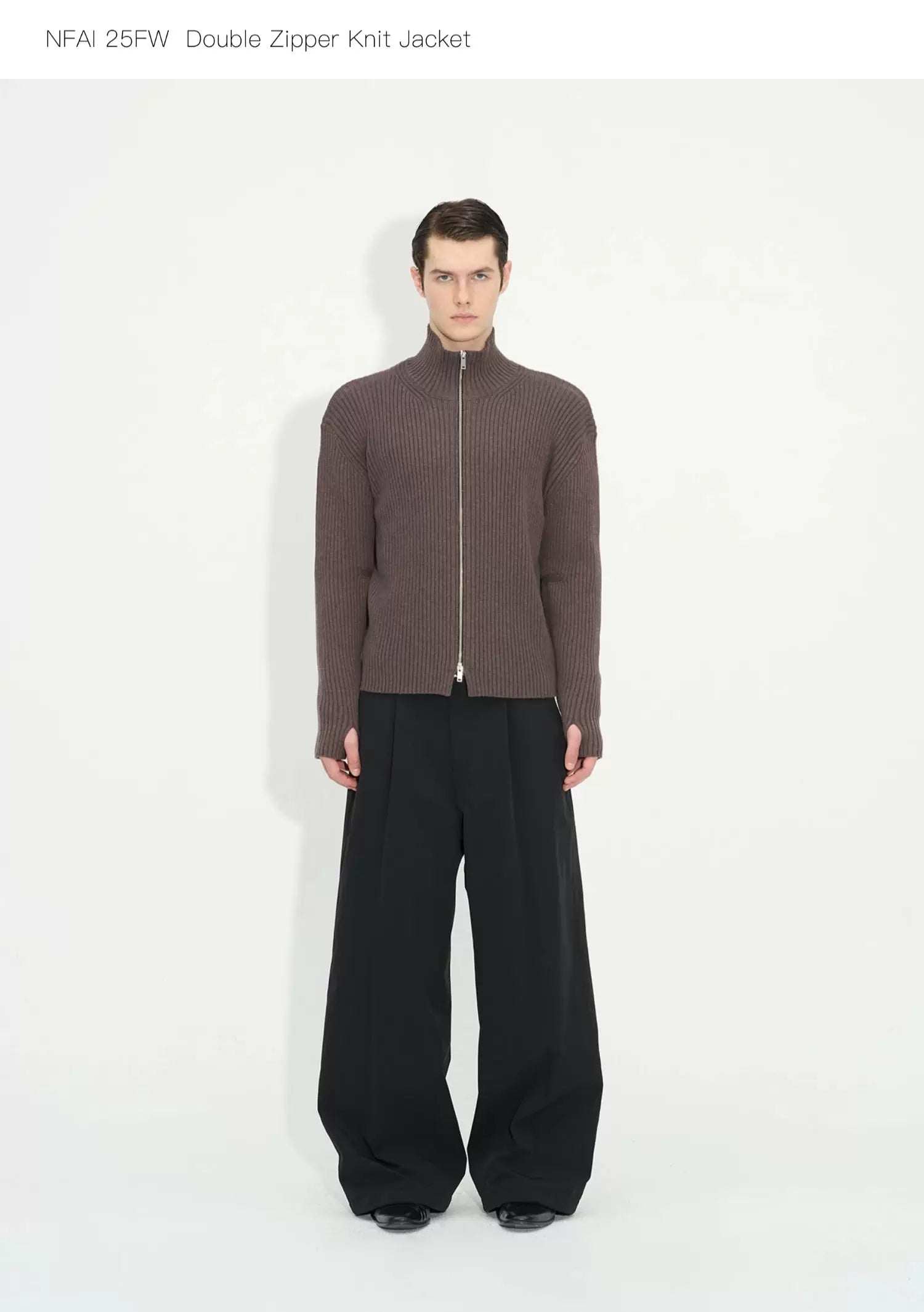 Double Zipper Thick Wool Knitted Jacket