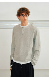 Men’s Waffle Henley Twofer Long-Sleeved Tees