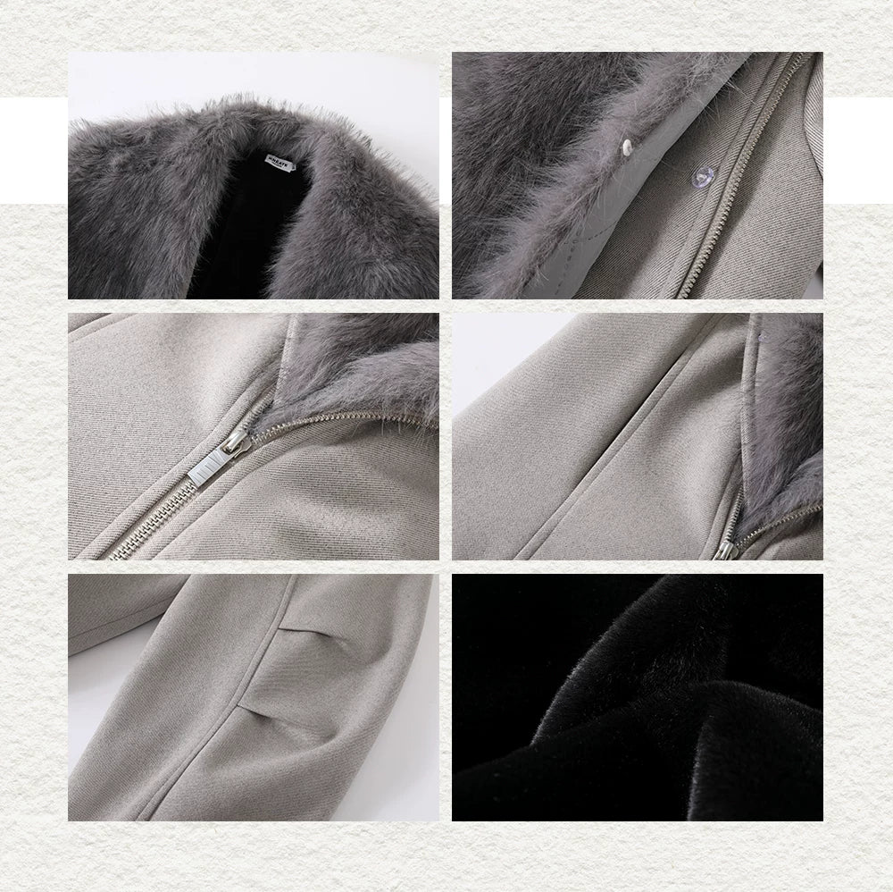 Men's Winter Detachable Rabbit Fur Coat