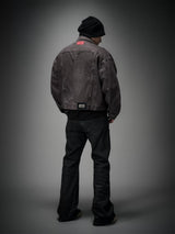 Washed Grey Boxy Denim Jacket