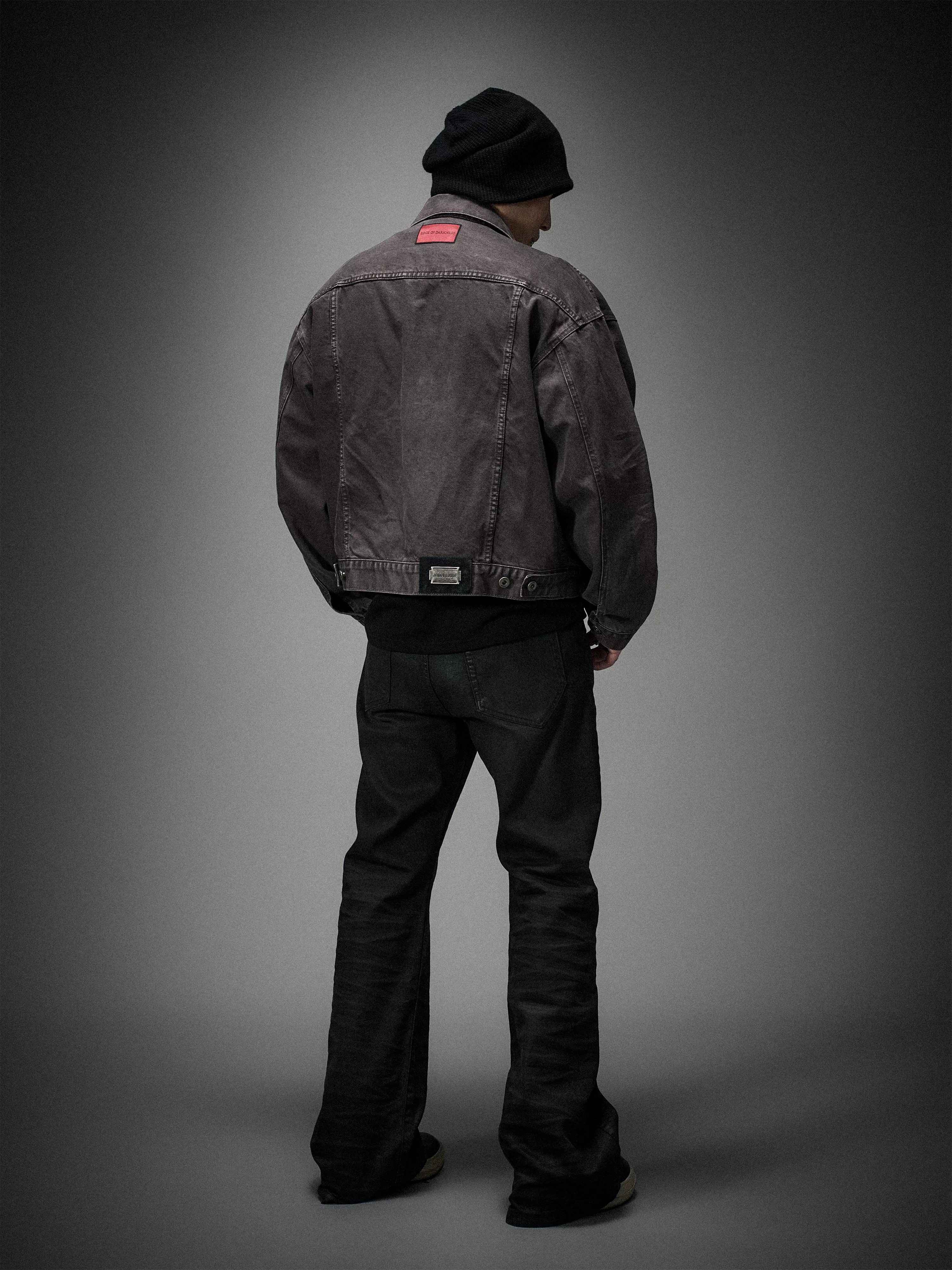 Washed Grey Boxy Denim Jacket