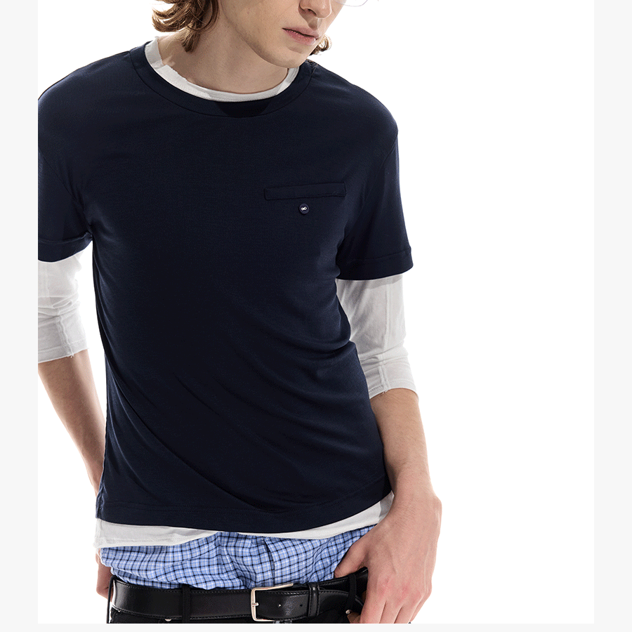 Lightweight Colorblock Two-in-one Three-quarter Sleeve Tee