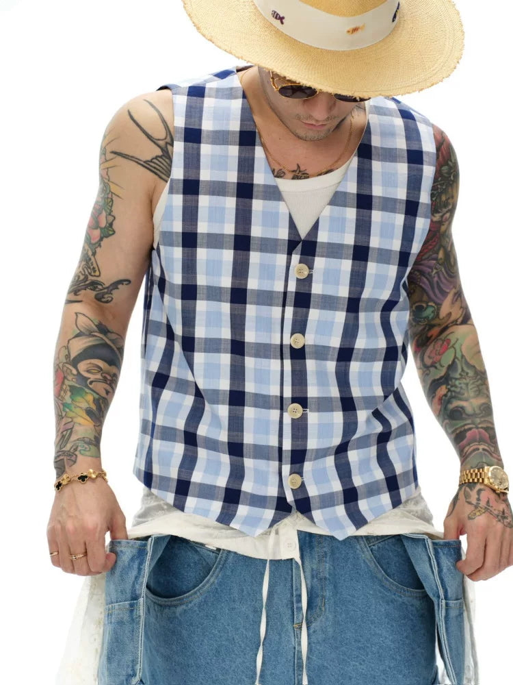 Vintage Plaid Cotton Vest