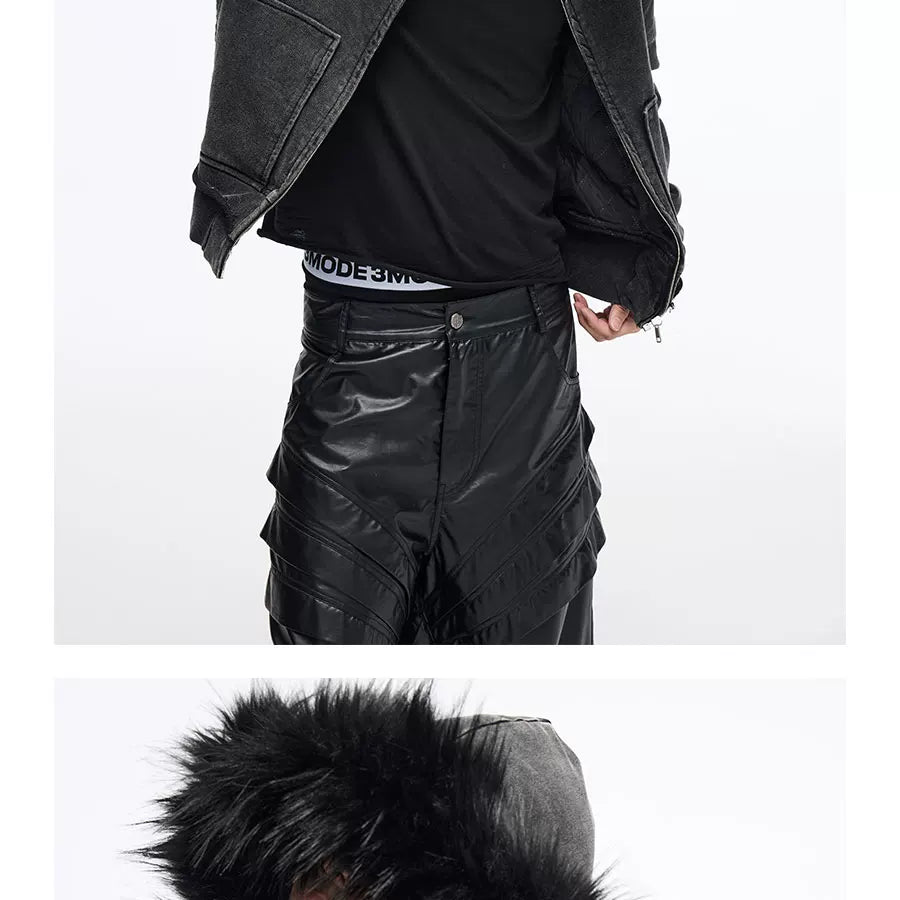 Men's Vintage Detachable Fur Hooded Jacket