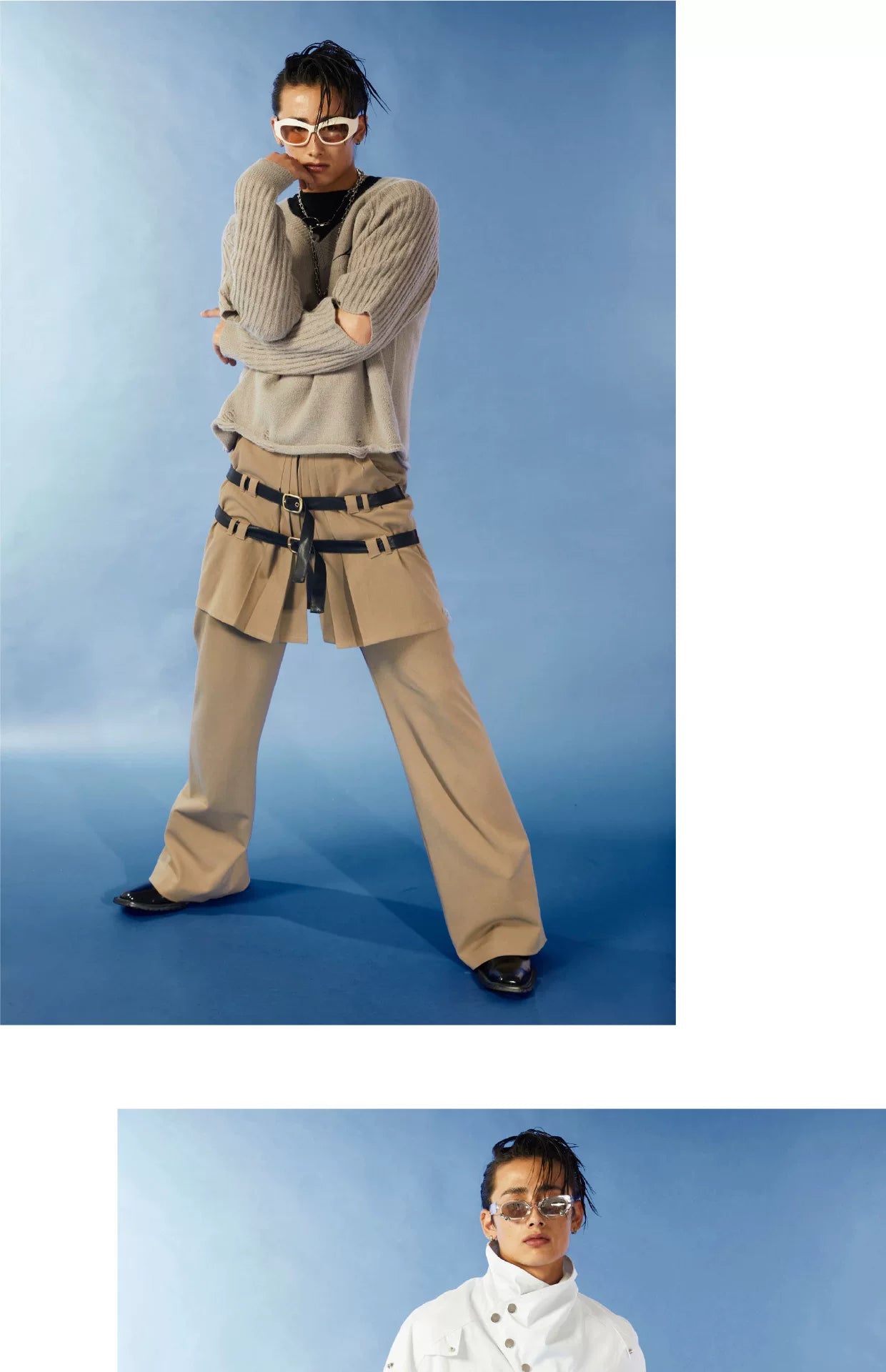 Pleated Belted Punk Retro Flared Pants