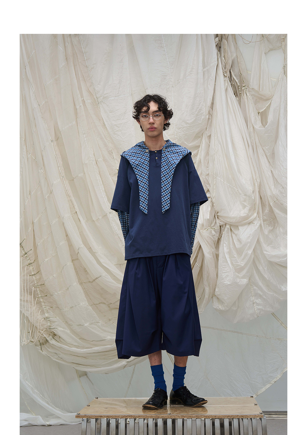 Pleated Draped Cropped Dress Pants
