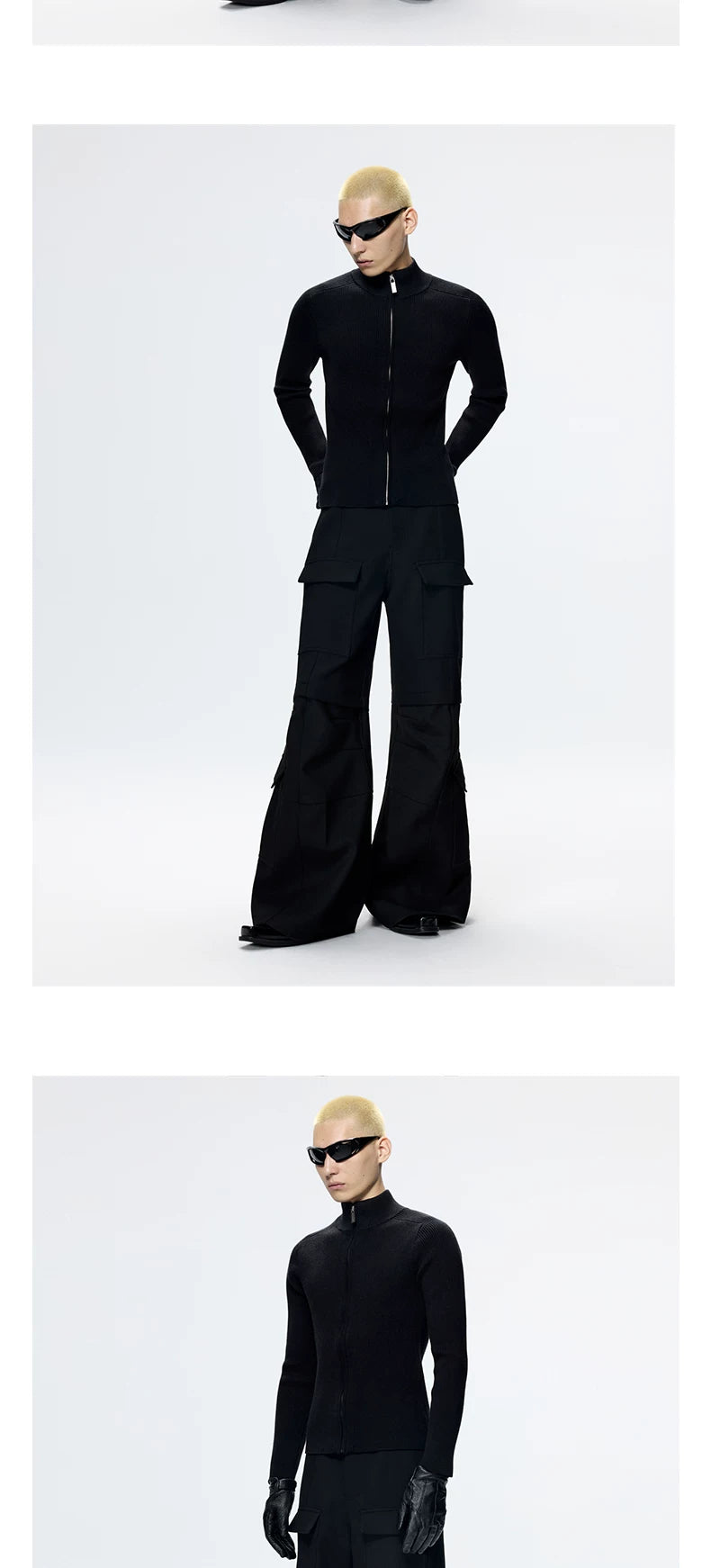 Unisex Black Short Slim Knit Cardigan