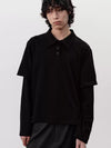 Black Boxy Fit Fake Two-Piece Polo