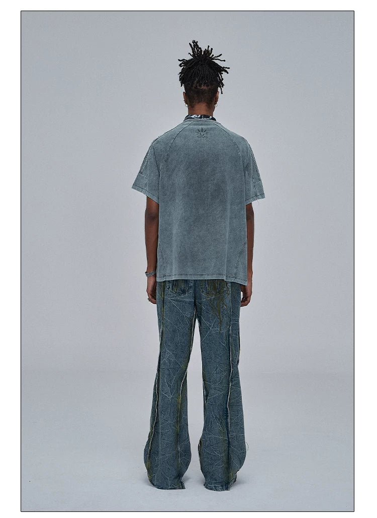 American Wide-Leg Washed Dirtyfit Jeans
