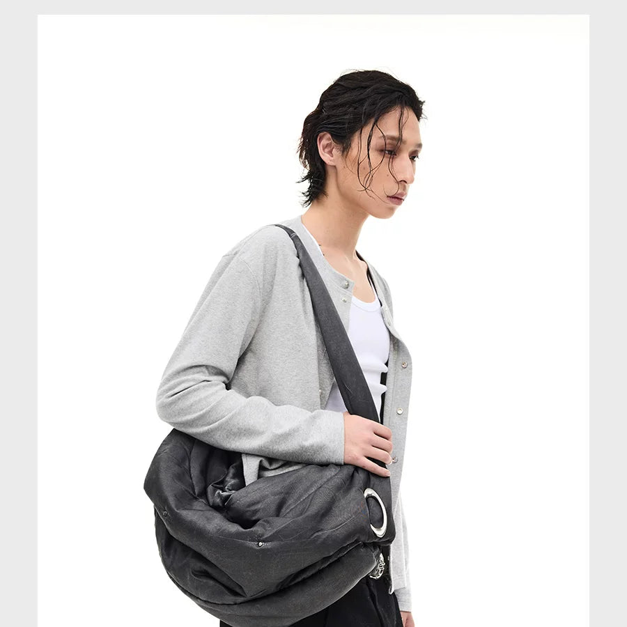 Large Convertible Washed Padded Crossbody Bag