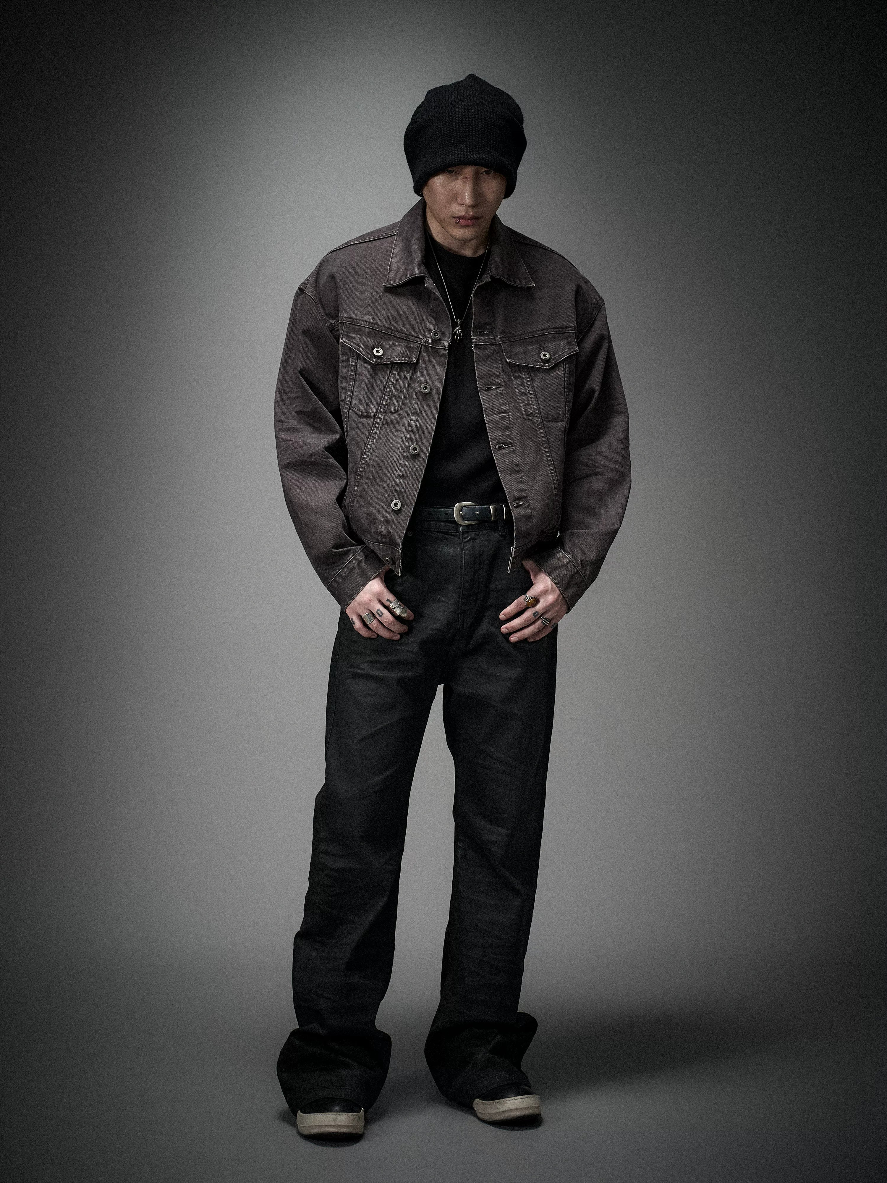 Washed Grey Boxy Denim Jacket