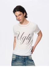 White Men's Twofer Letter Print Tee