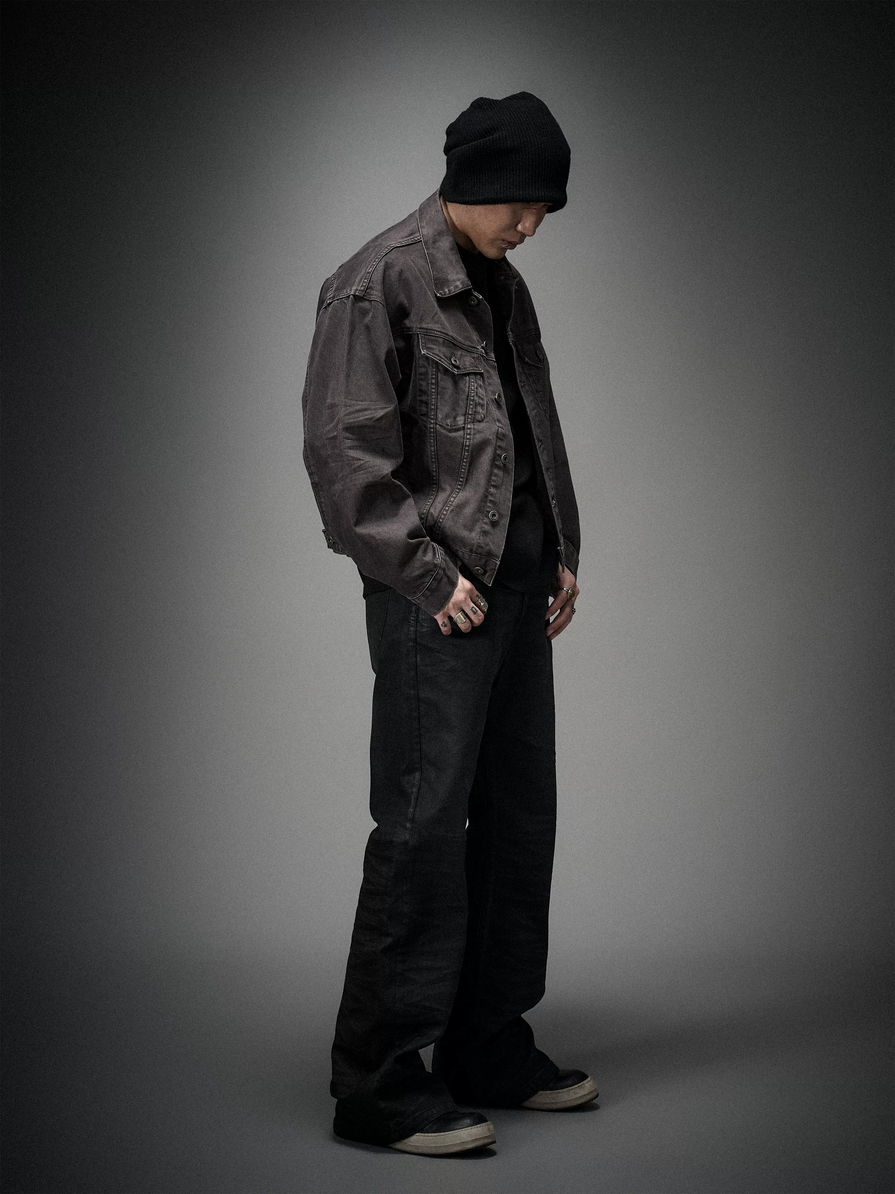 Washed Grey Boxy Denim Jacket