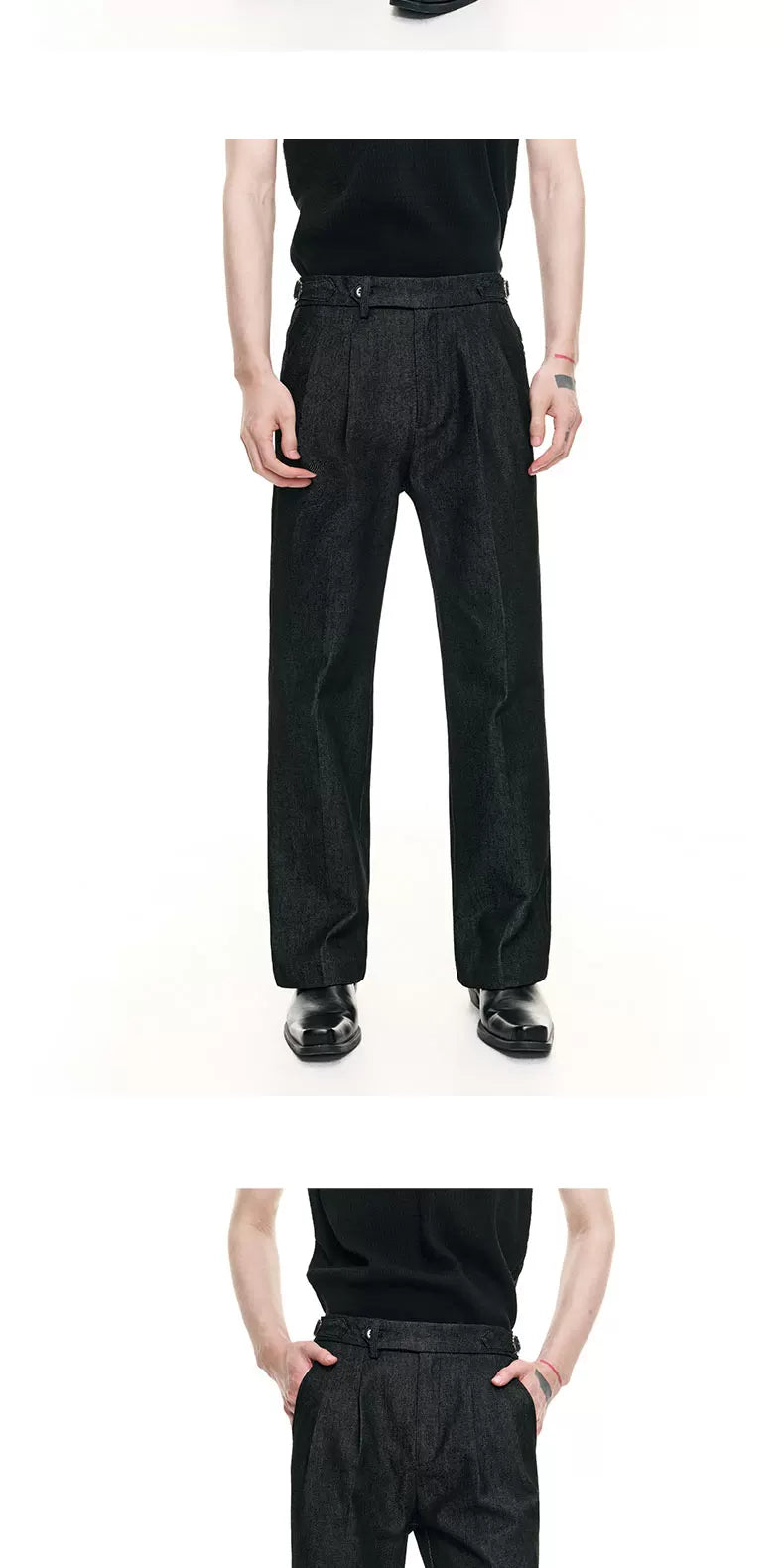 Charcoal Pleated Naples Casual Pants