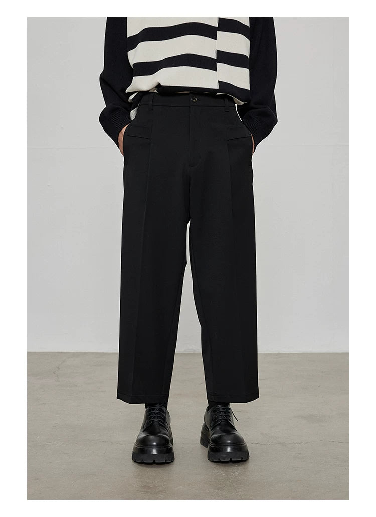 Casual Cropped Elastic Waist Pants
