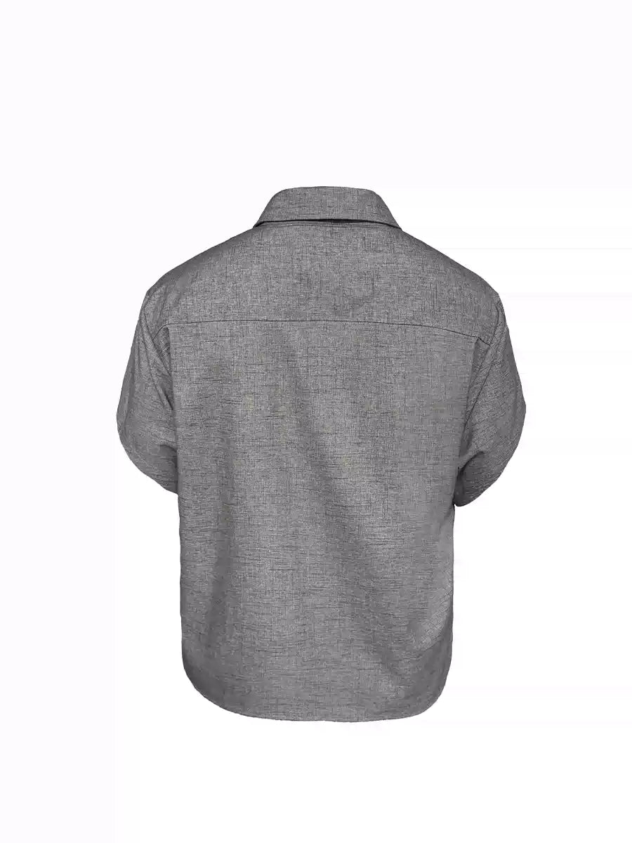Ruffled Collar Cotton Linen Buttoned Shirt