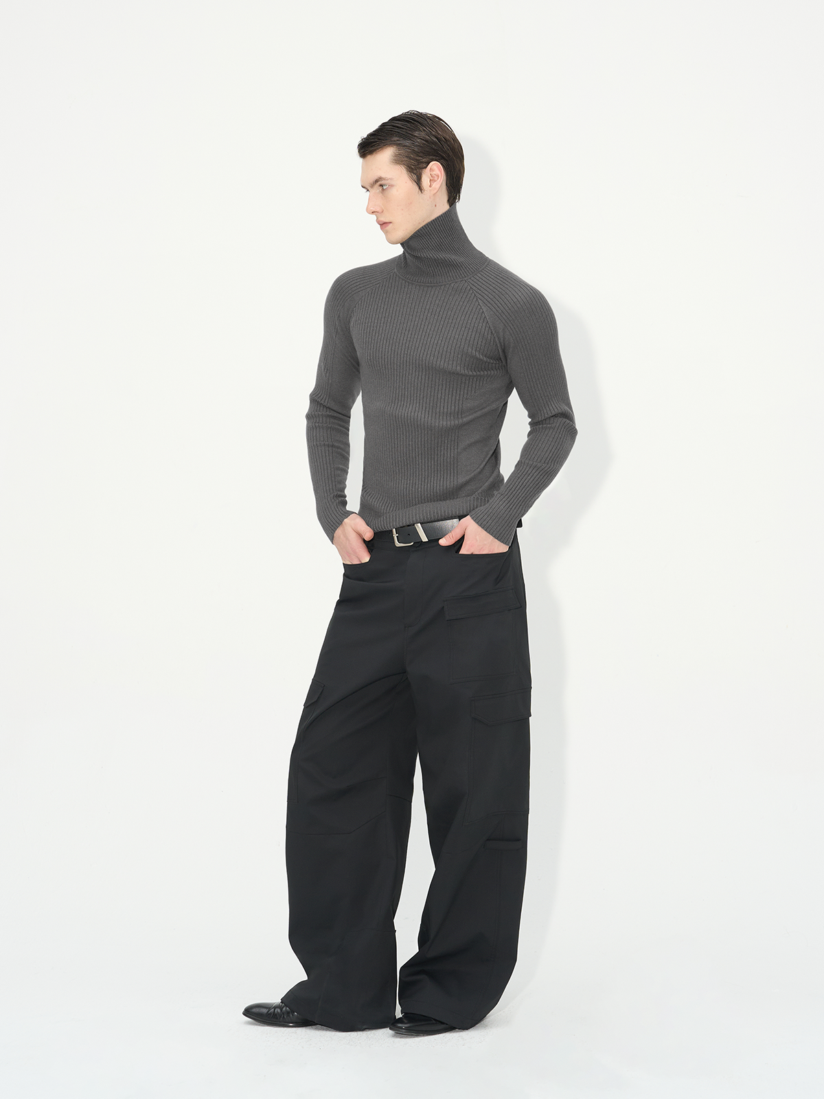 Slim Fit Ribbed Knit Long Sleeve Tops